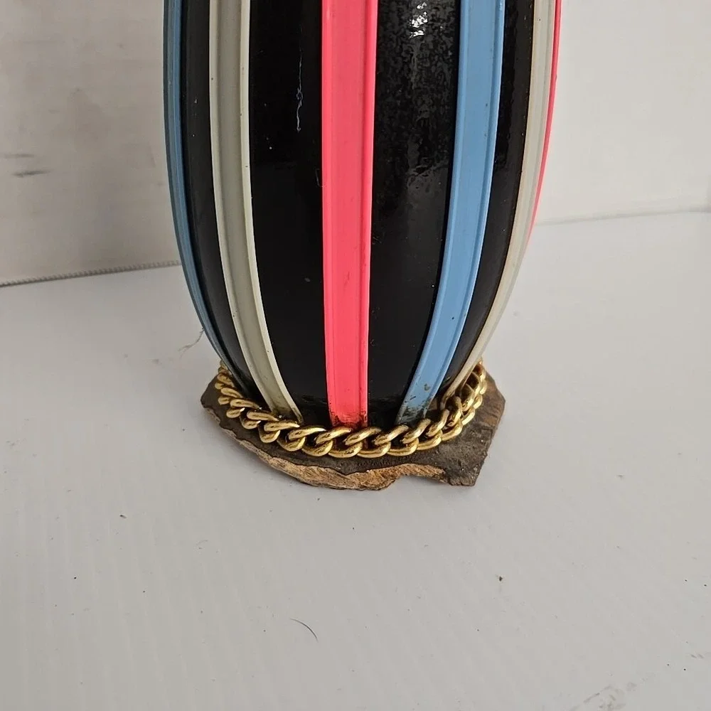 Vintage Italian Woven Vinyl Glass Bottle Decanter 17.75in MCM 1960s Barware